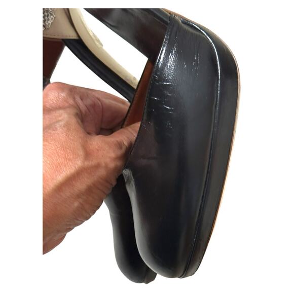 Dries Van Noten Leather D'orsay black cream gold platform pumps Size 37.5/US7 - Picture 12 of 15